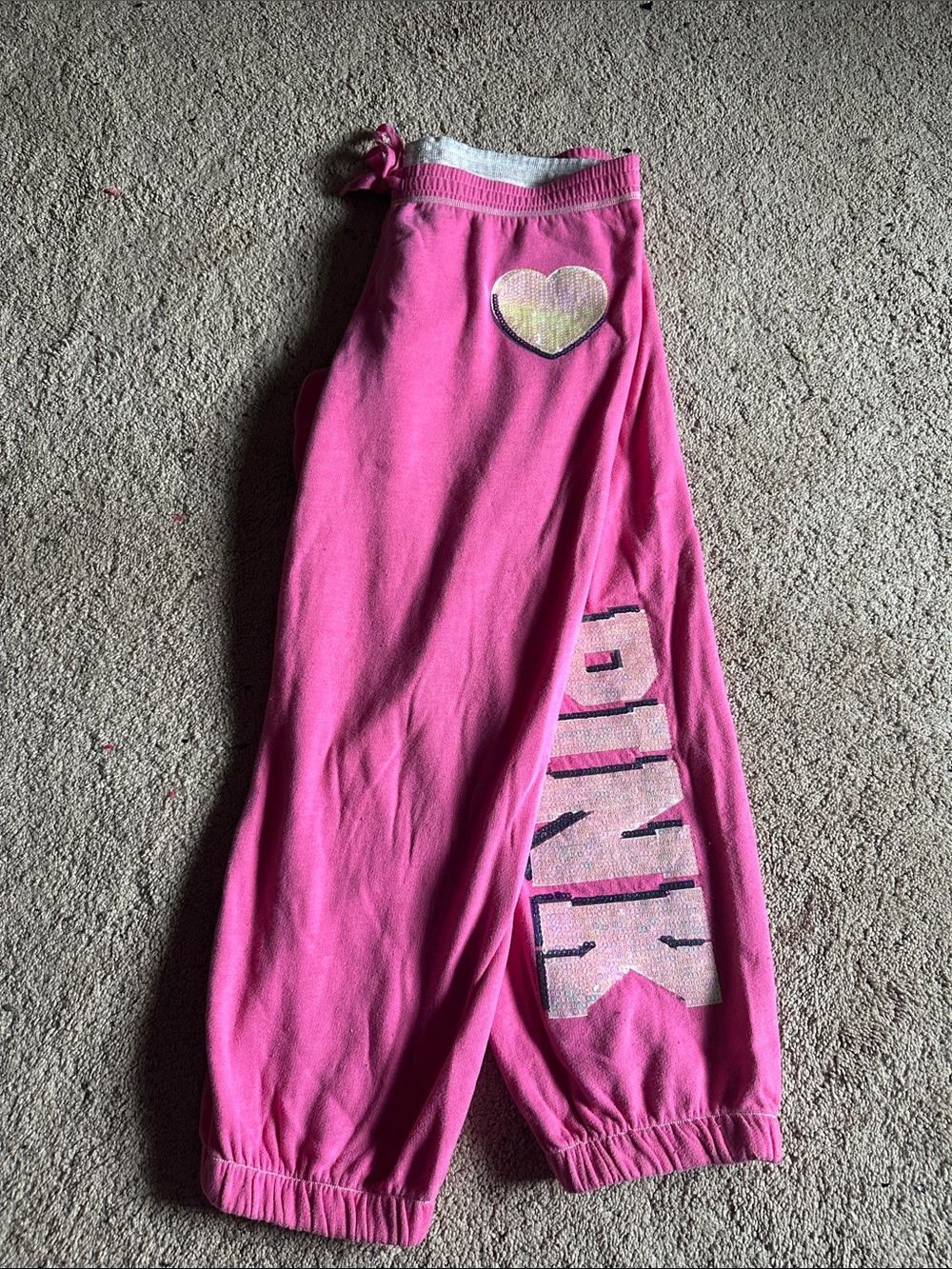 PINK Victoria's Secret Girls' Hot Pink Heart Sweat Pants